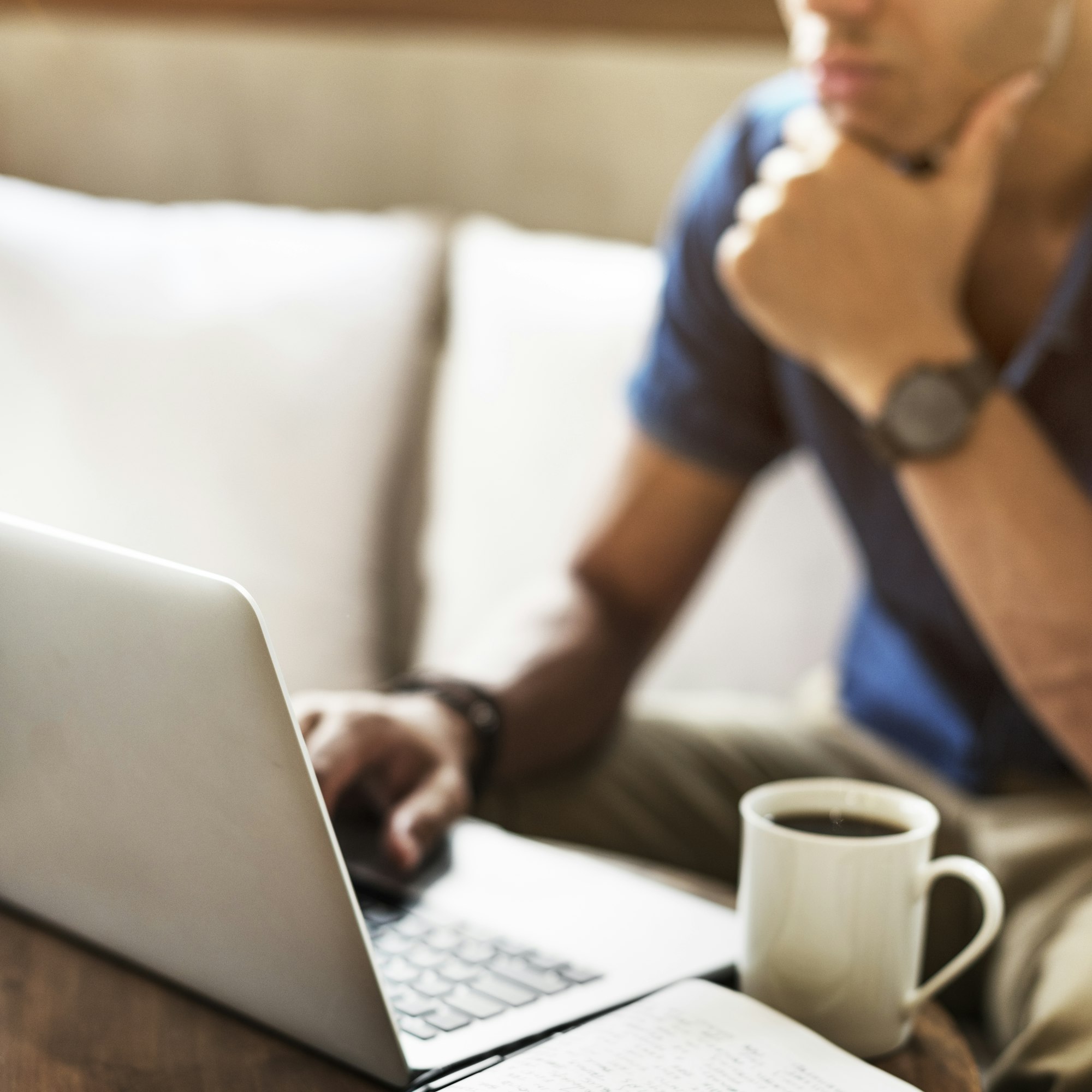 Man Working Laptop Connecting Networking Concept